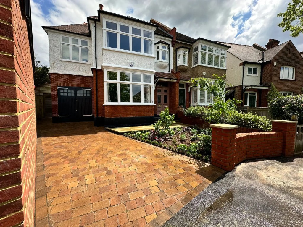 Completed permeable block paved driveway and entrance transformation in Dulwich.